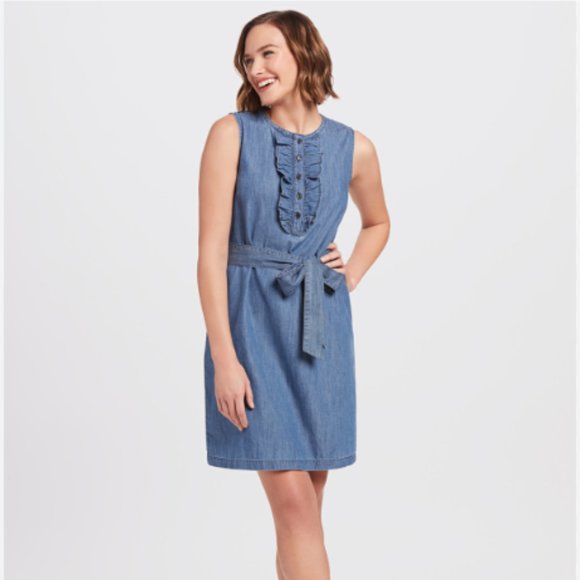 Draper James Women's Dresses Draper James Belted Sleeveless Ruffle Shift Dress - Picture 1 of 3